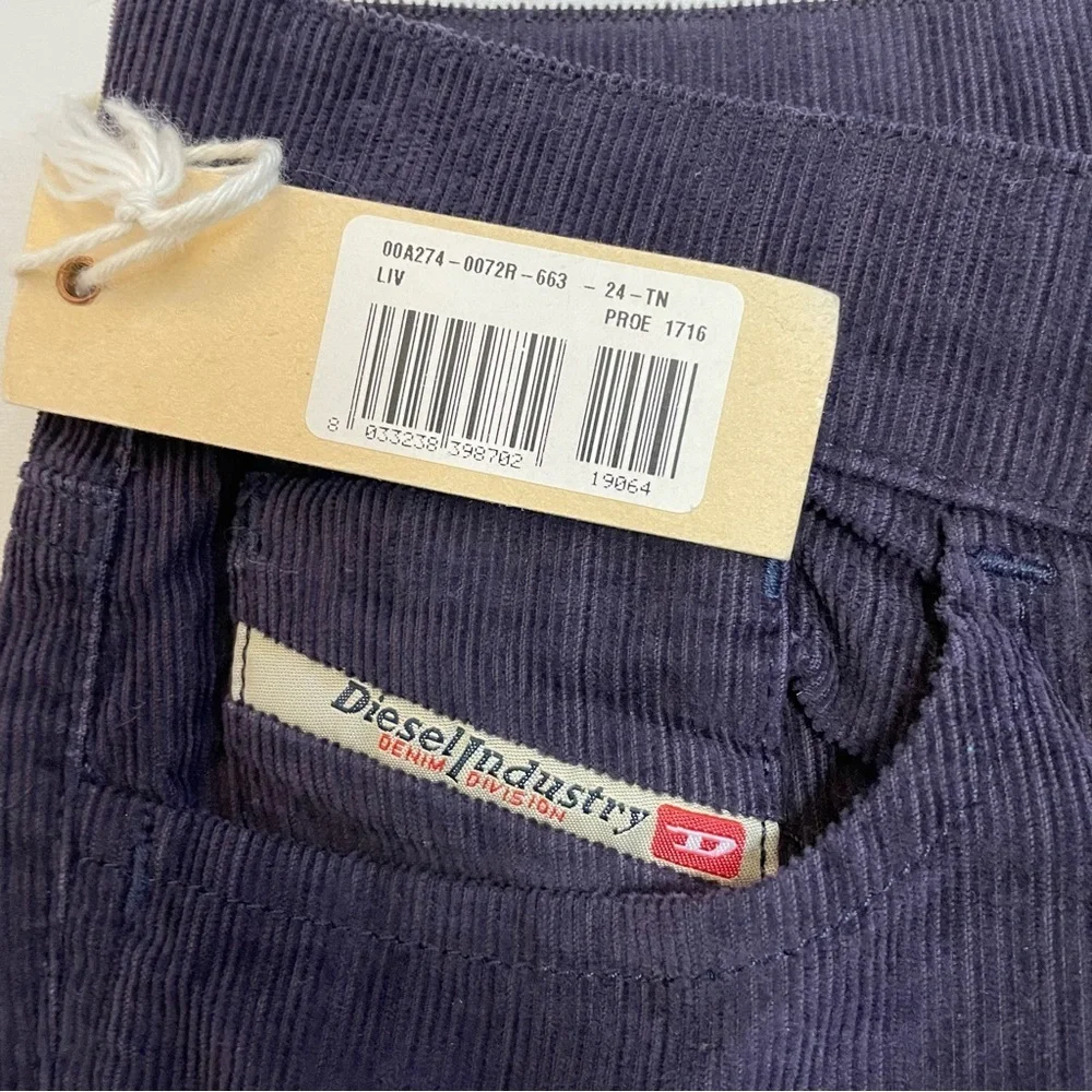 NWT New Diesel Straight Leg Corduroy Purple Pants Size 24